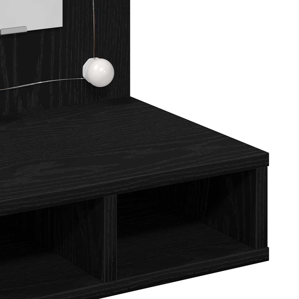 Black Oak Vanity Unit Svart eik Tre Medium Speil