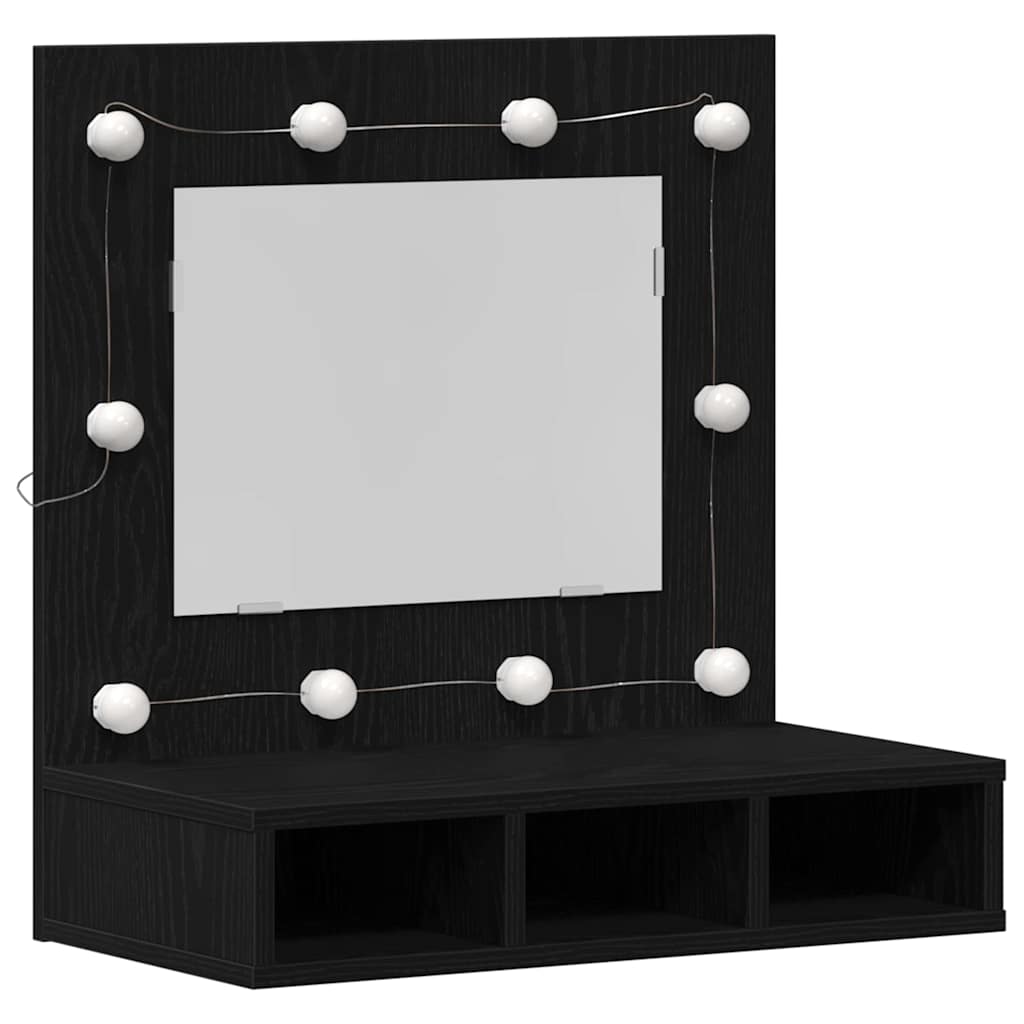Black Oak Vanity Unit Svart eik Tre Medium Speil