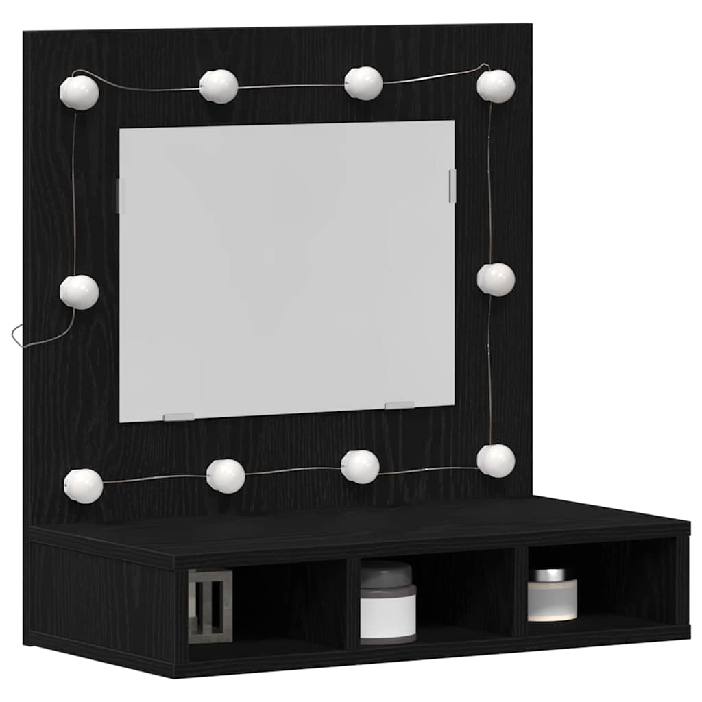 Black Oak Vanity Unit Svart eik Tre Medium Speil