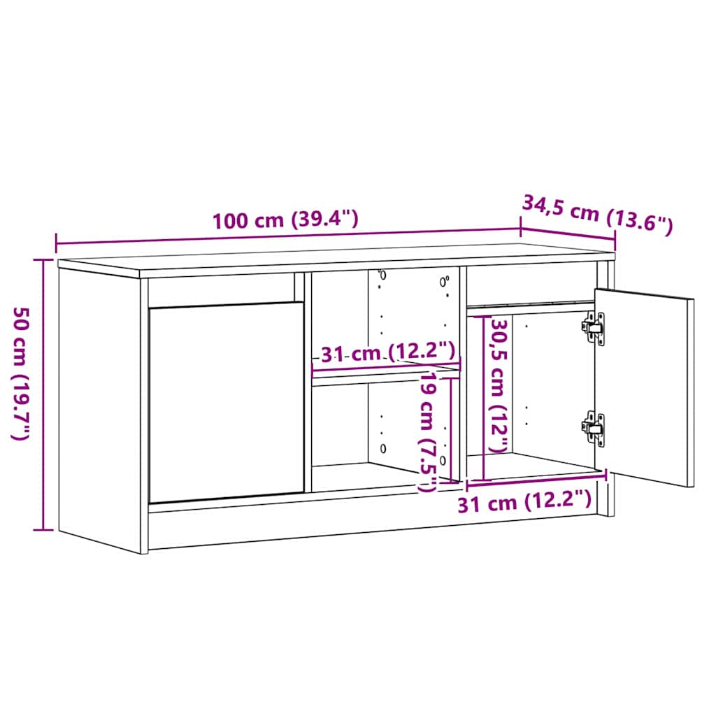 TV-Møbel Artisan Eik TV-skap med LED 100x34x50 cm..