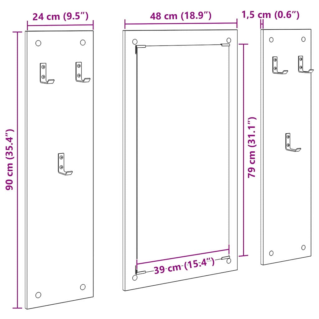 Vegghengt kleshenger Veggmontert Gammelt tre 96 x 1,5 x 90 cm