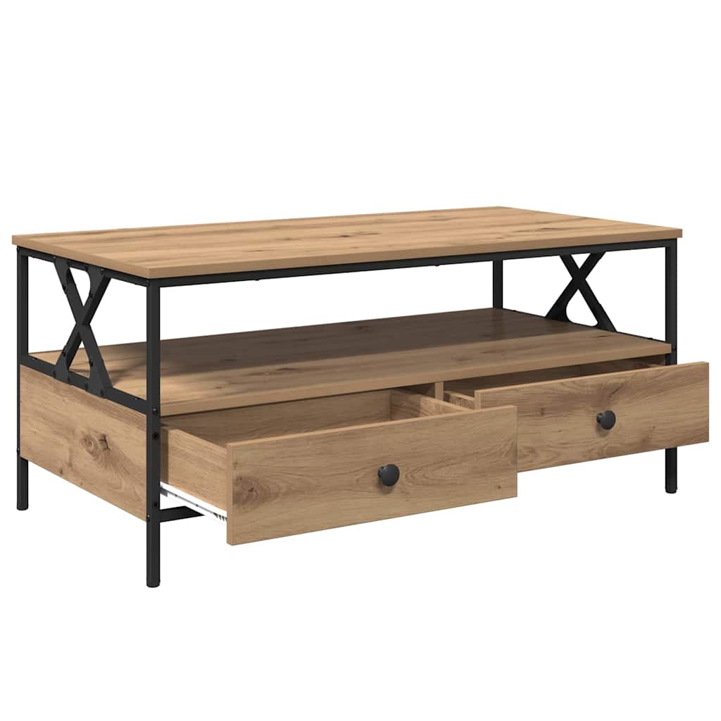 Salongbord Sofabord Artisan Eik med skuff med hylle 100 x 51 x 45 cm