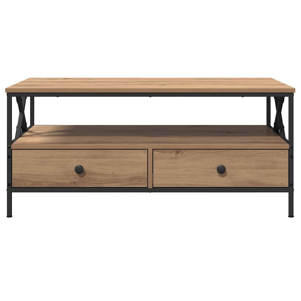 Salongbord Sofabord Artisan Eik med skuff med hylle 100 x 51 x 45 cm
