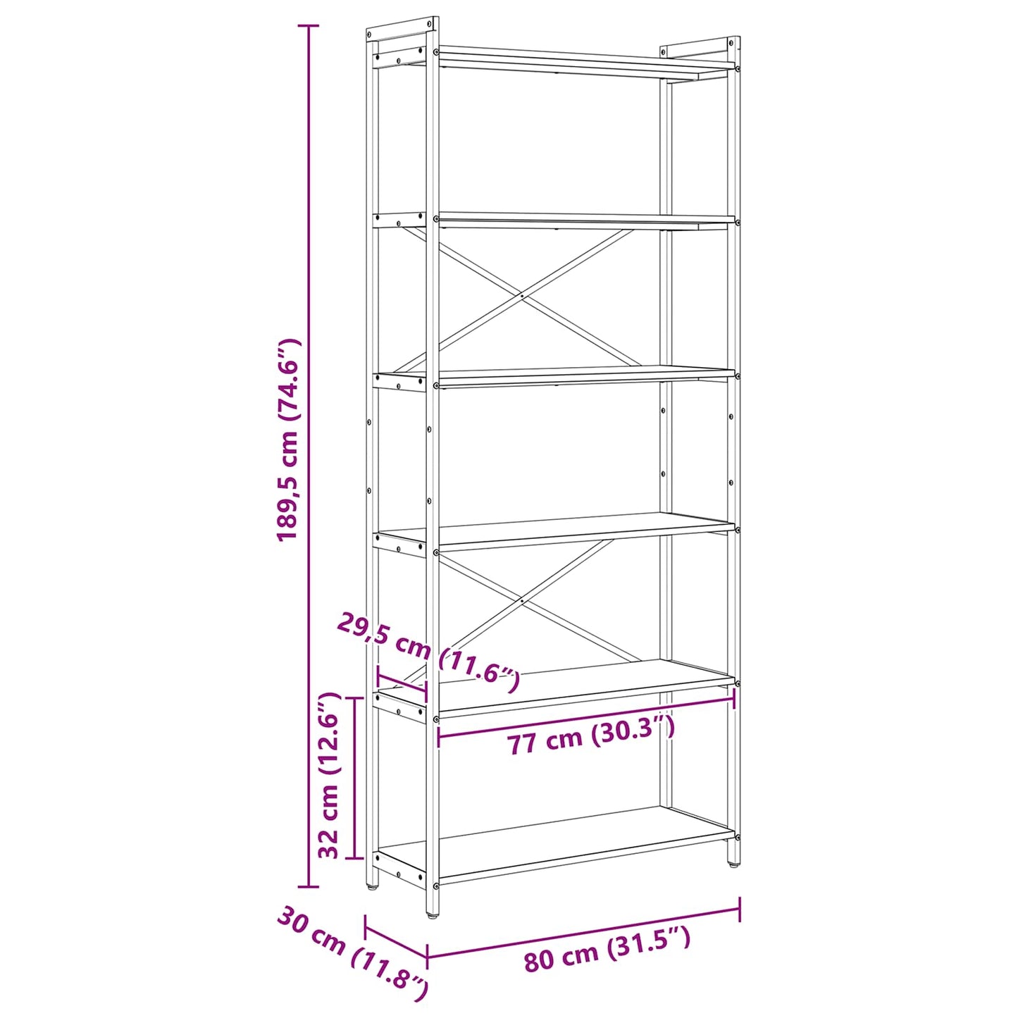 Bokhylle Røkt Eik 40 x 30 x 85 cm