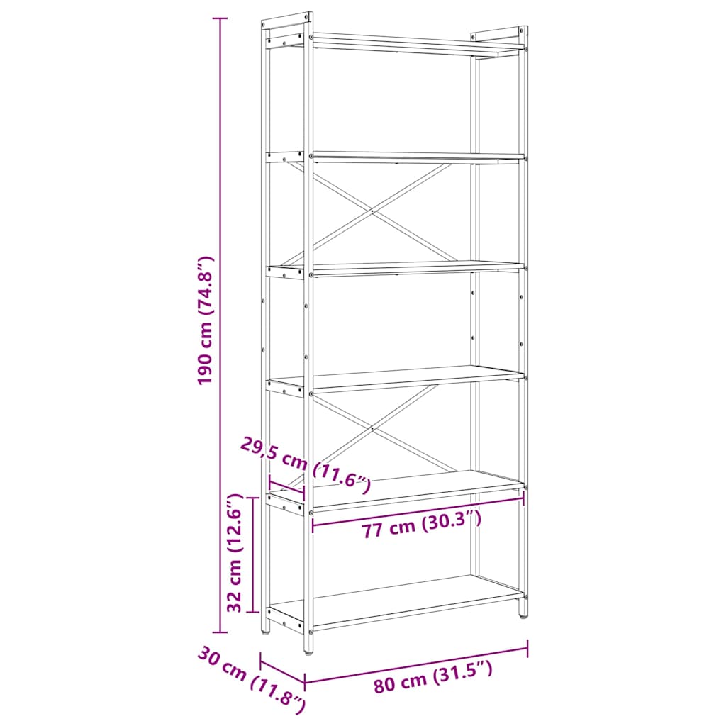 Bokhylle Gammelt Tre 40 x 30 x 85 cm