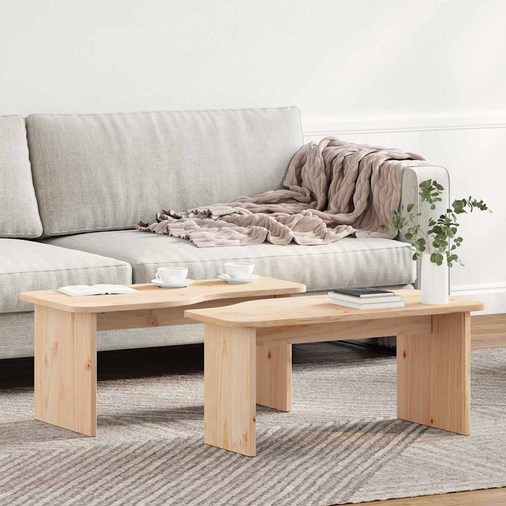 Salongbord Sofabord Tre 2 stk Naturlig 100 x 69 x 35.5 cm Massiv furu tre