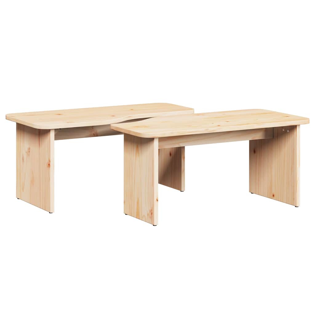 Salongbord Sofabord Tre 2 stk Naturlig 100 x 69 x 35.5 cm Massiv furu tre