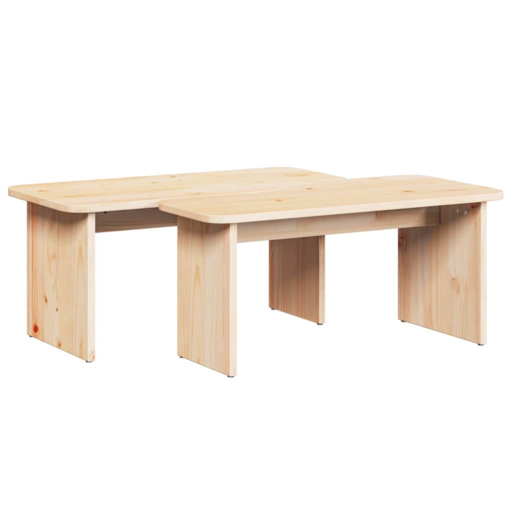 Salongbord Sofabord Tre 2 stk Naturlig 100 x 69 x 35.5 cm Massiv furu tre