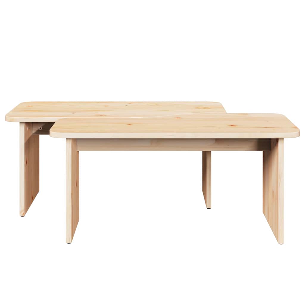 Salongbord Sofabord Tre 2 stk Naturlig 100 x 69 x 35.5 cm Massiv furu tre