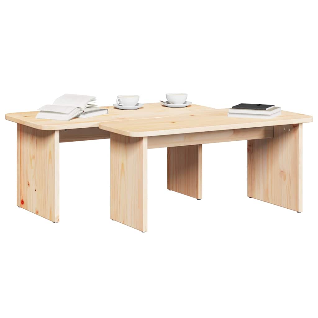 Salongbord Sofabord Tre 2 stk Naturlig 100 x 69 x 35.5 cm Massiv furu tre
