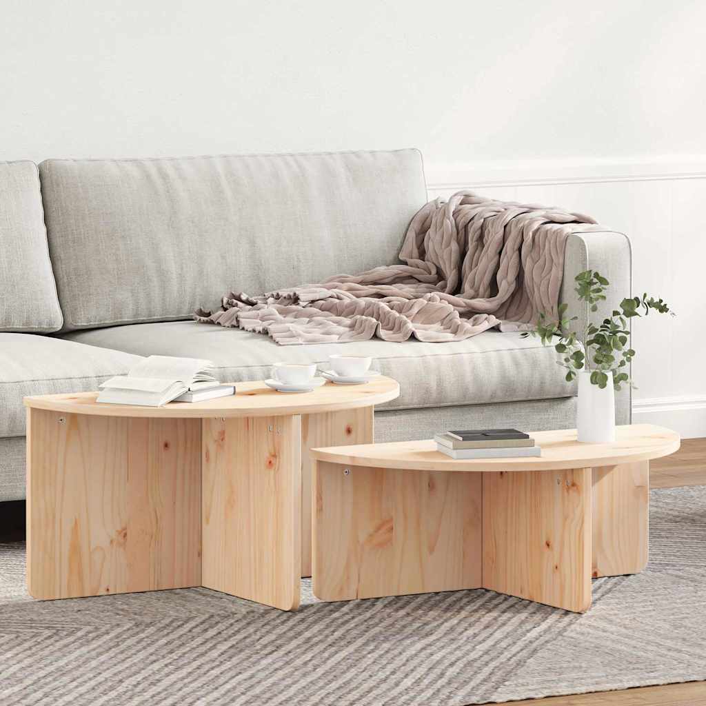 Salongbord Sofabord Tre 2 stk Naturlig 79 x 39.5 x 40 cm Massiv furu tre