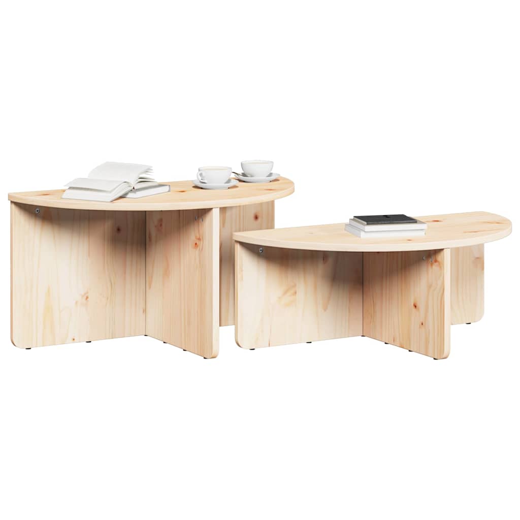 Salongbord Sofabord Tre 2 stk Naturlig 79 x 39.5 x 40 cm Massiv furu tre