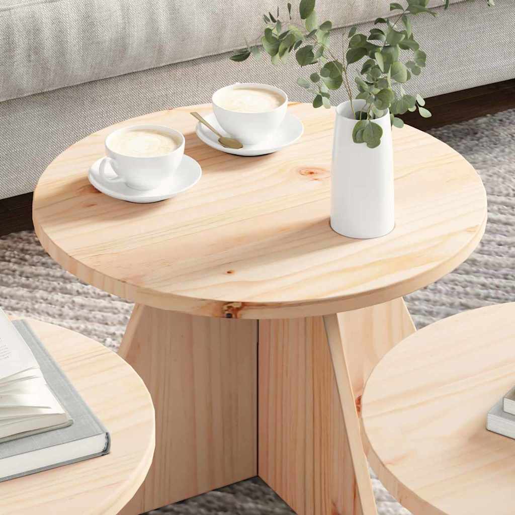 Salongbord Sofabord Tre 3 stk Naturlig 49 x 49 x 30 cm Massiv furu tre