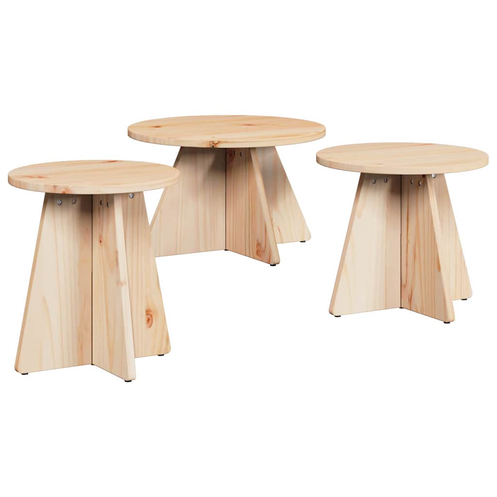 Salongbord Sofabord Tre 3 stk Naturlig 49 x 49 x 30 cm Massiv furu tre