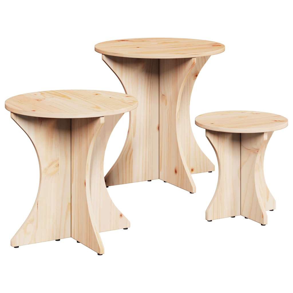 Salongbord Sofabord Tre 3 stk Naturlig 46 x 46 x 47 cm Massiv furu tre