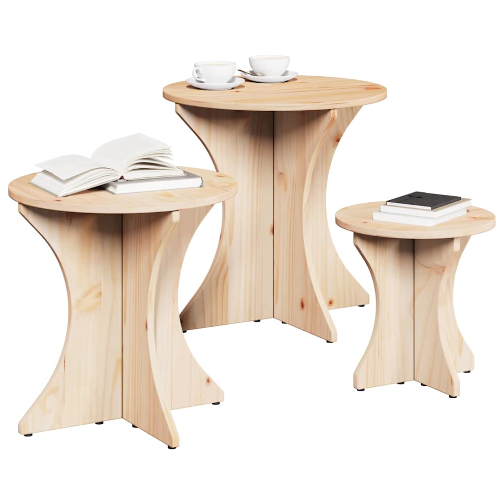 Salongbord Sofabord Tre 3 stk Naturlig 46 x 46 x 47 cm Massiv furu tre