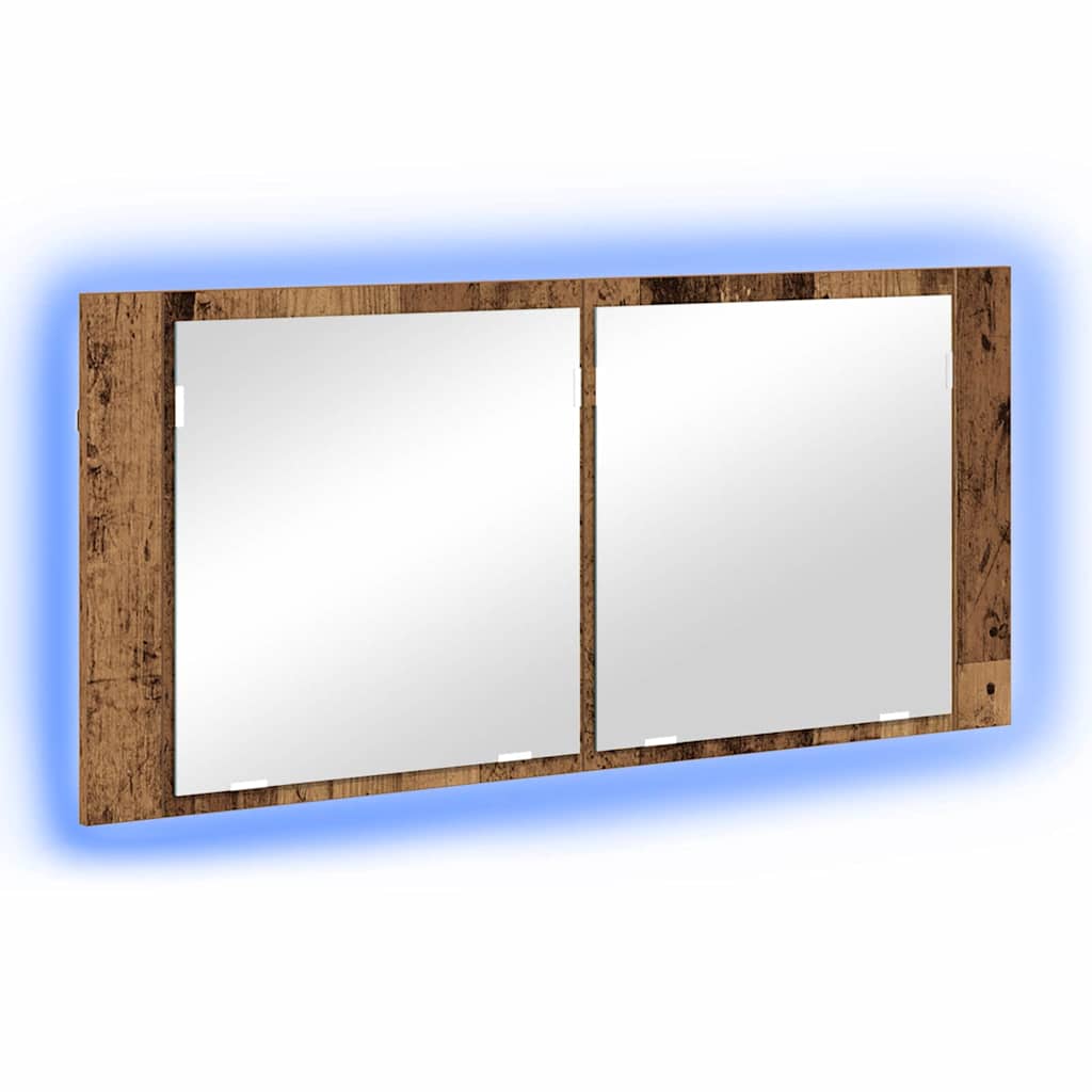 Baderomsspeil LED Speilskap Gammelt Tre Tre, Glass 100 x 45 cm