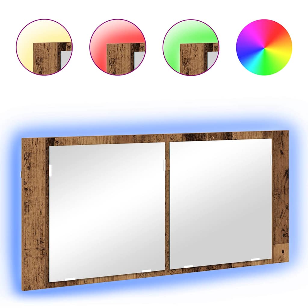 Baderomsspeil LED Speilskap Gammelt Tre Tre, Glass 100 x 45 cm