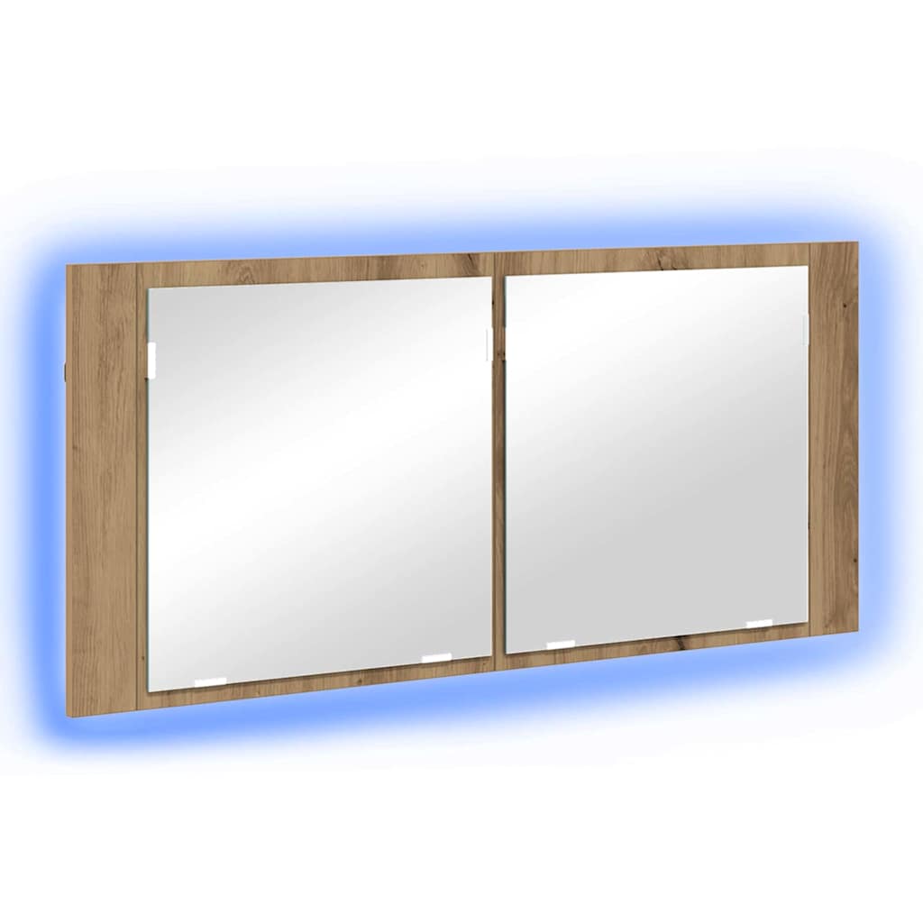 Baderomsspeil LED Speilskap Håndlaget Eik 100x12x45 cm