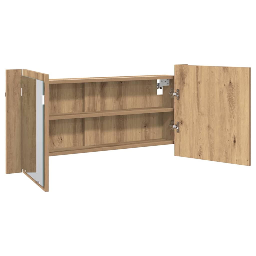 Baderomsspeil LED Speilskap Håndlaget Eik 100x12x45 cm