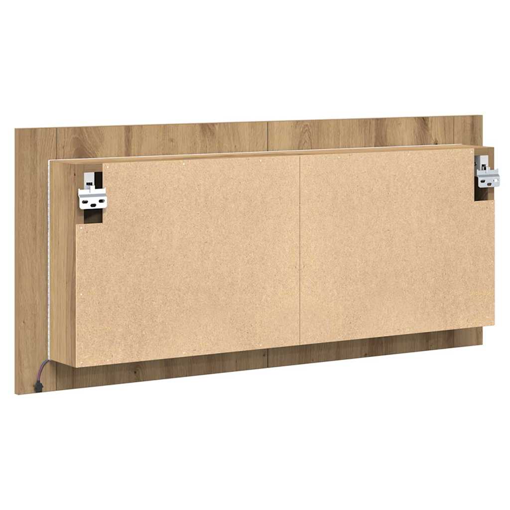 Baderomsspeil LED Speilskap Håndlaget Eik 100x12x45 cm
