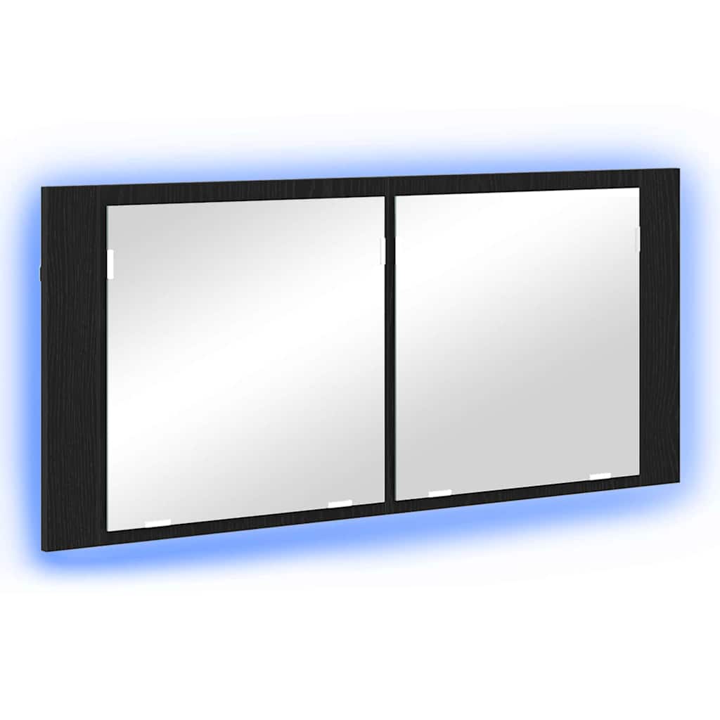 Baderomsspeil LED speilskap Svart Eik 100x12x45 cm