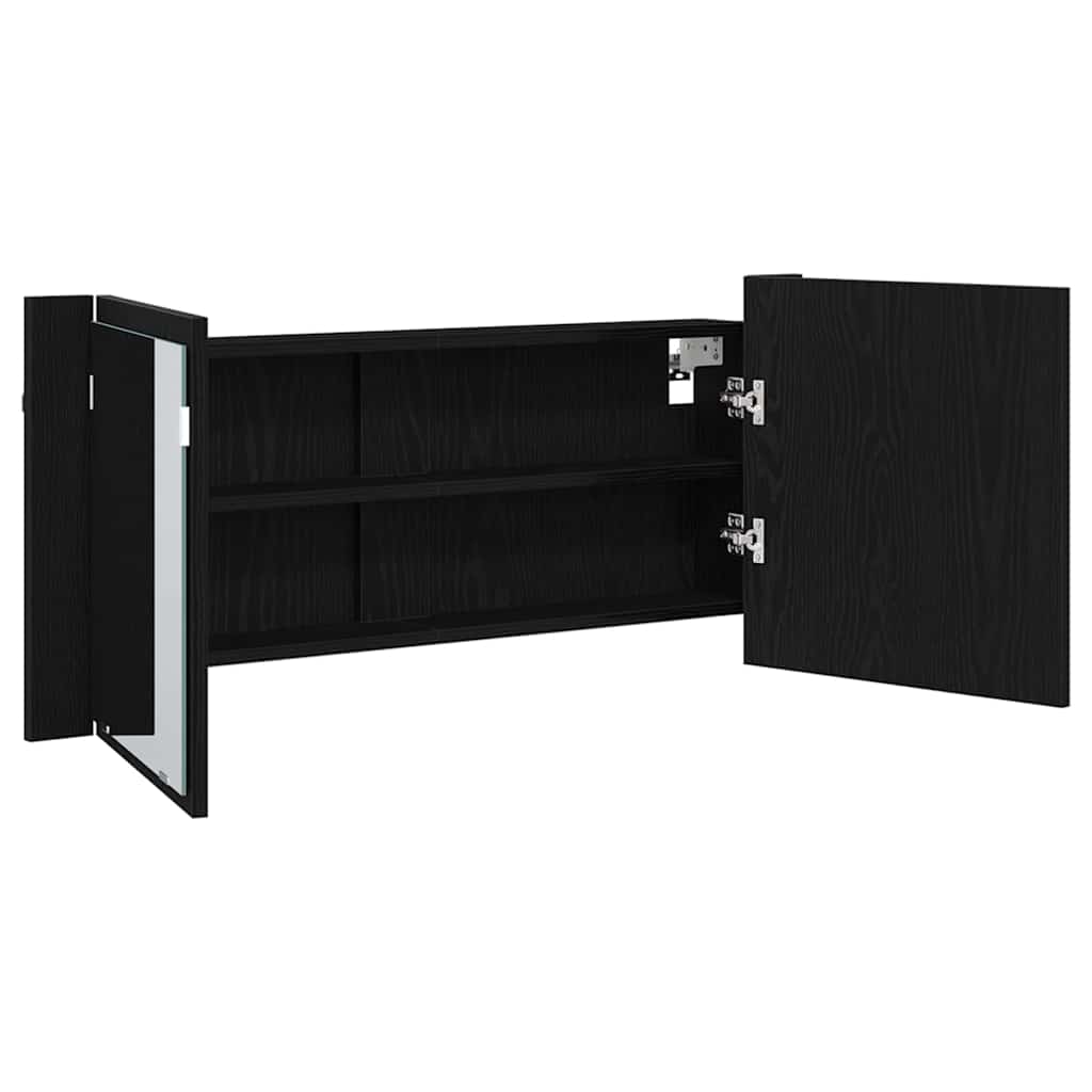 Baderomsspeil LED speilskap Svart Eik 100x12x45 cm