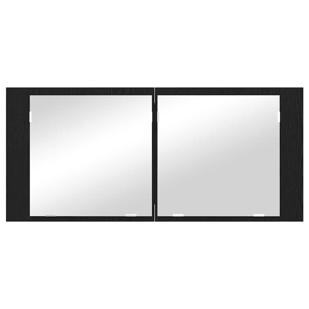 Baderomsspeil LED speilskap Svart Eik 100x12x45 cm