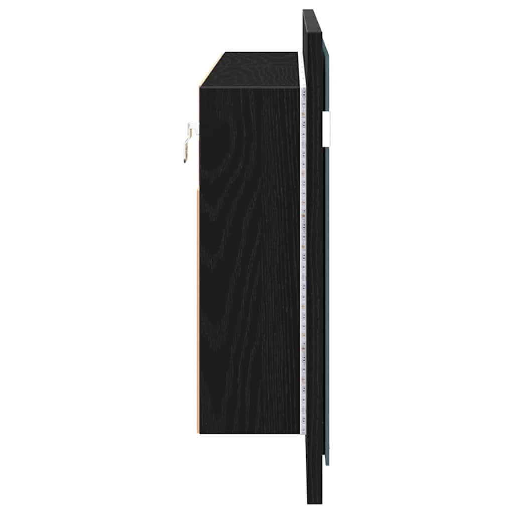 Baderomsspeil LED speilskap Svart Eik 100x12x45 cm
