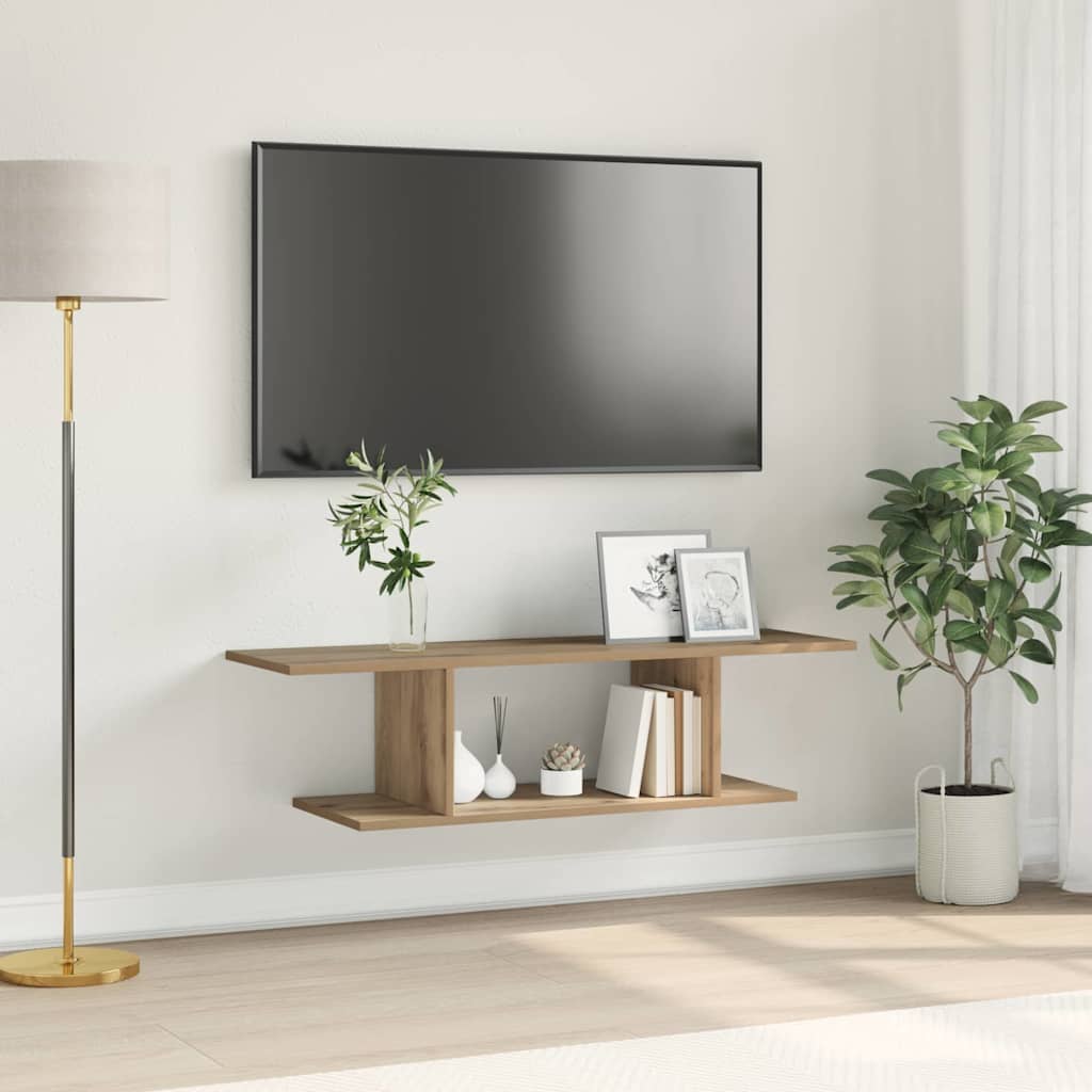 TV-Møbel Artisan Eik TV-skap med hylle Veggmontert med lagring 102 x 35 x 35 cm