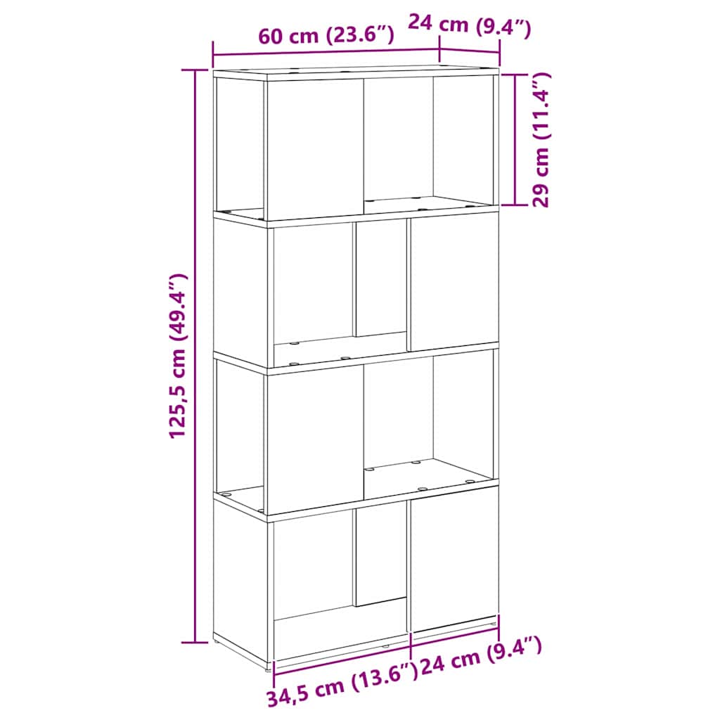 Bokhylle Svart eik Konstruert tre 60 x 24 x 124 cm