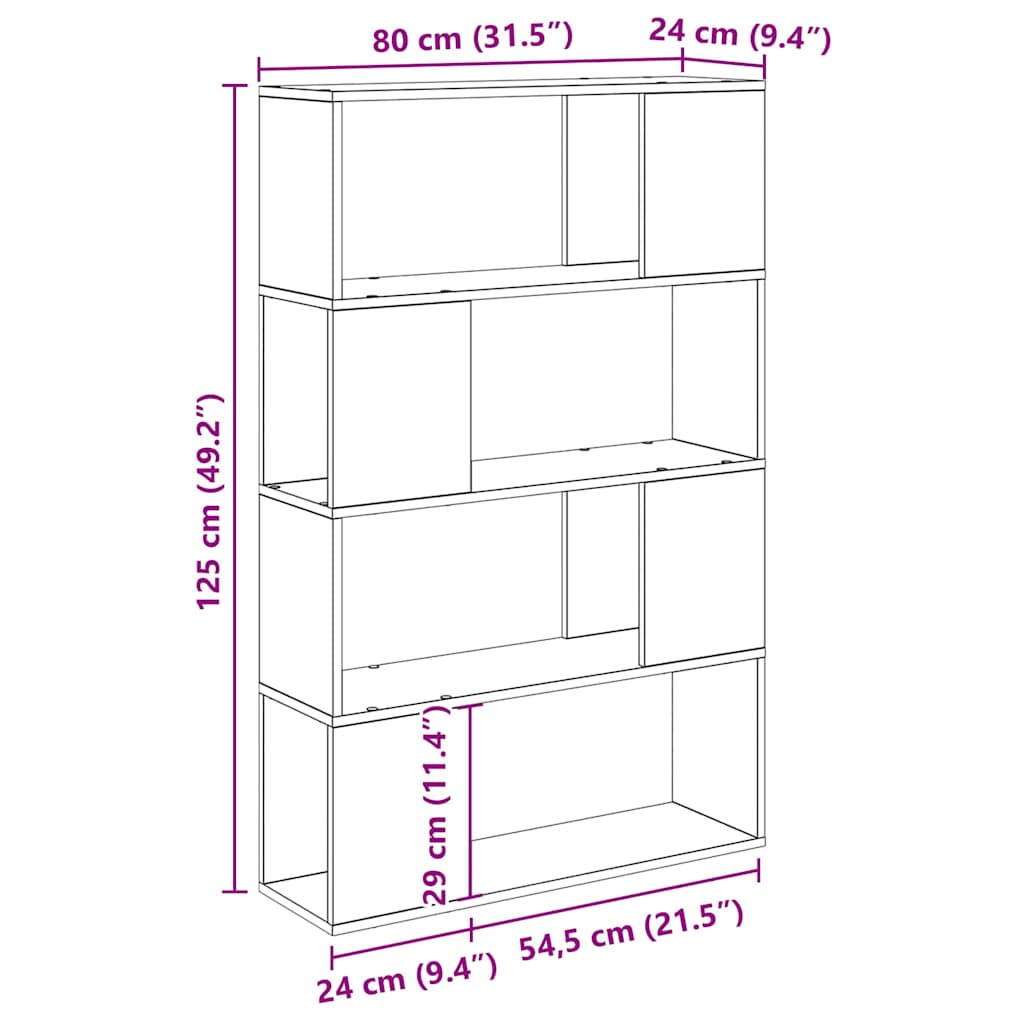 Bokhylle Artisan Eik 80 x 24 x 124 cm Oppbevaring