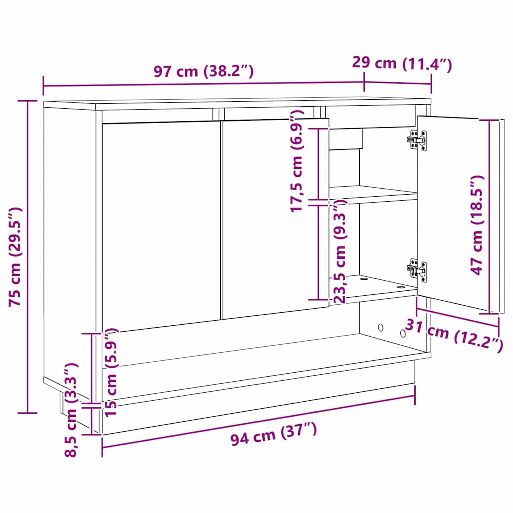 Skjenk Gammelt Tre 97 x 29 x 75 cm