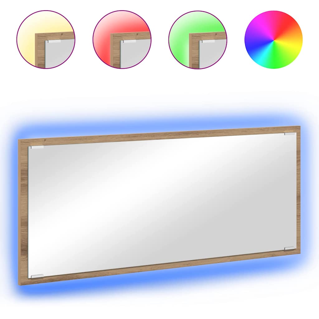 Baderomsspeil Artisan eik Konstruert tre, Glass 90 x 8.5 x 37 cm