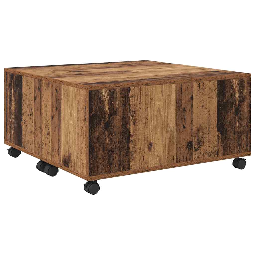 Salongbord Sofabord Gammelt Tre med hjul med lagring 75 x 75 x 38 cm
