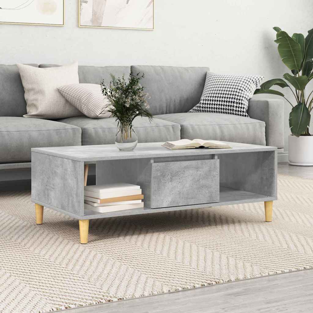 Salongbord Sofabord Betonggrå med lagring med dør 103.5 x 60 x 35 cm