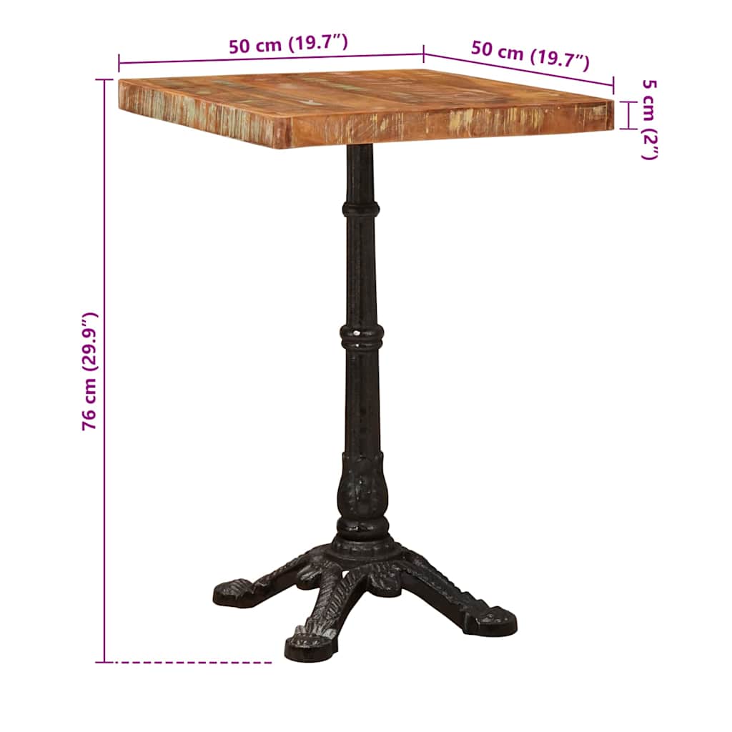 Bistrobord Brun 50 x 50 x 76 cm gjenvunnet heltre