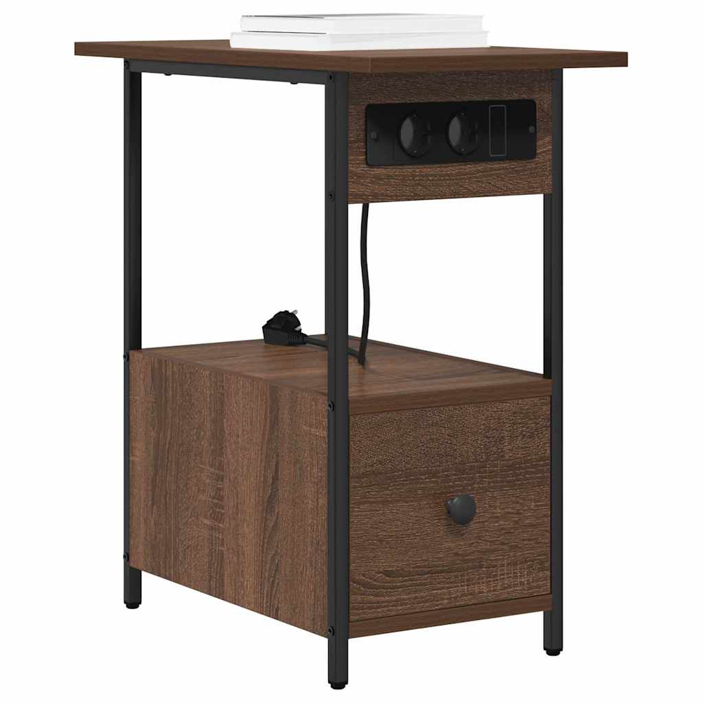 Nattbord Sengbord Brun Eik med skuff 60 x 30 x 61 cm