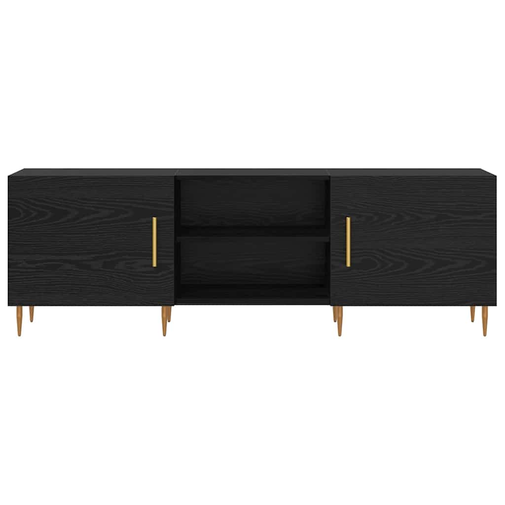 TV-Møbel Svart Eik TV-skap med hylle med lagring med dør 150 x 30 x 50 cm