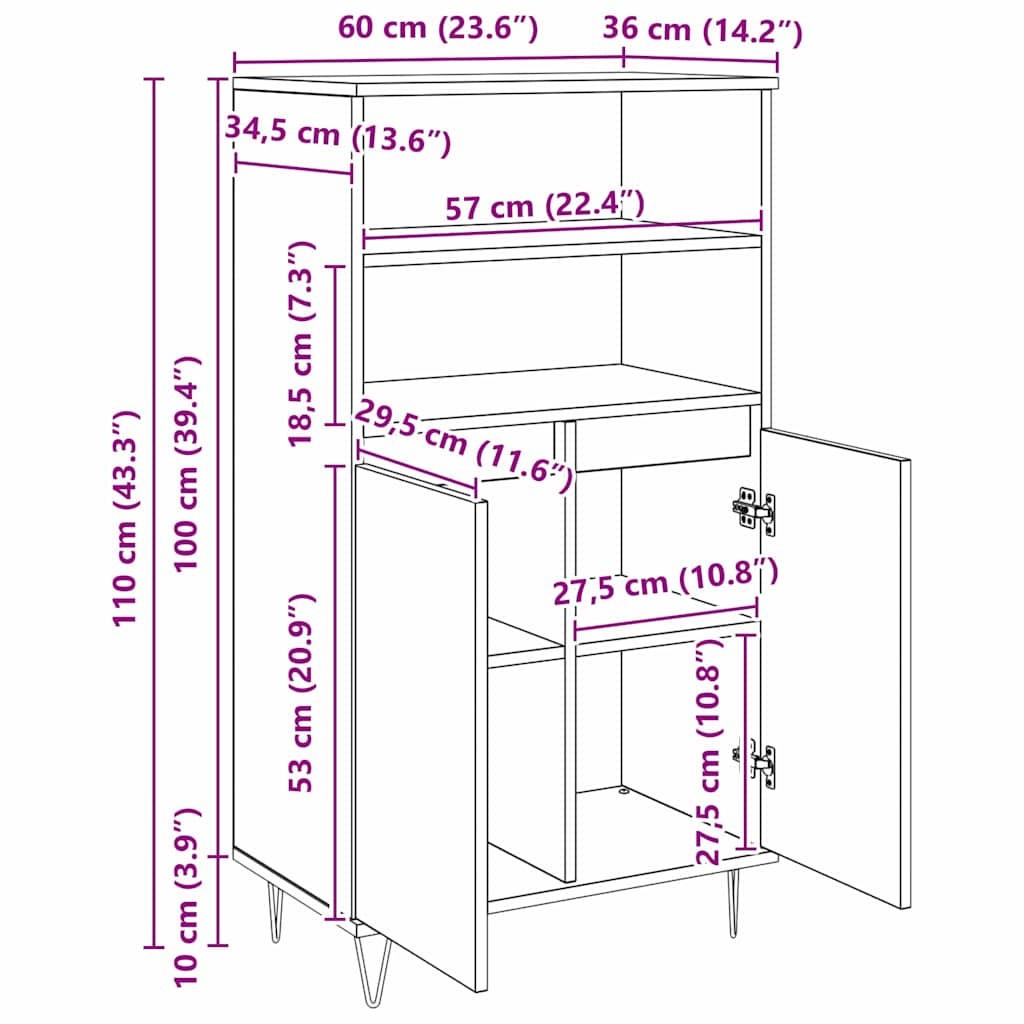 Skap Brun 60 x 36 x 110 cm