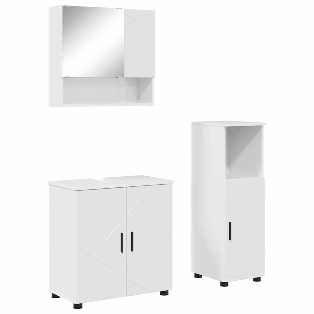 Baderomsmøbelsett 3 pcs Høyglans Hvit 61 x 35 x 64 cm