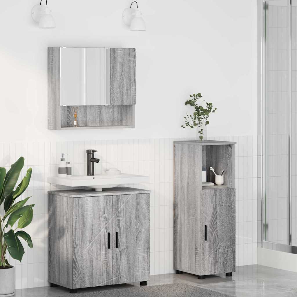 Baderomsmøbelsett 3 pcs Sonoma Grå 61 x 35 x 64 cm