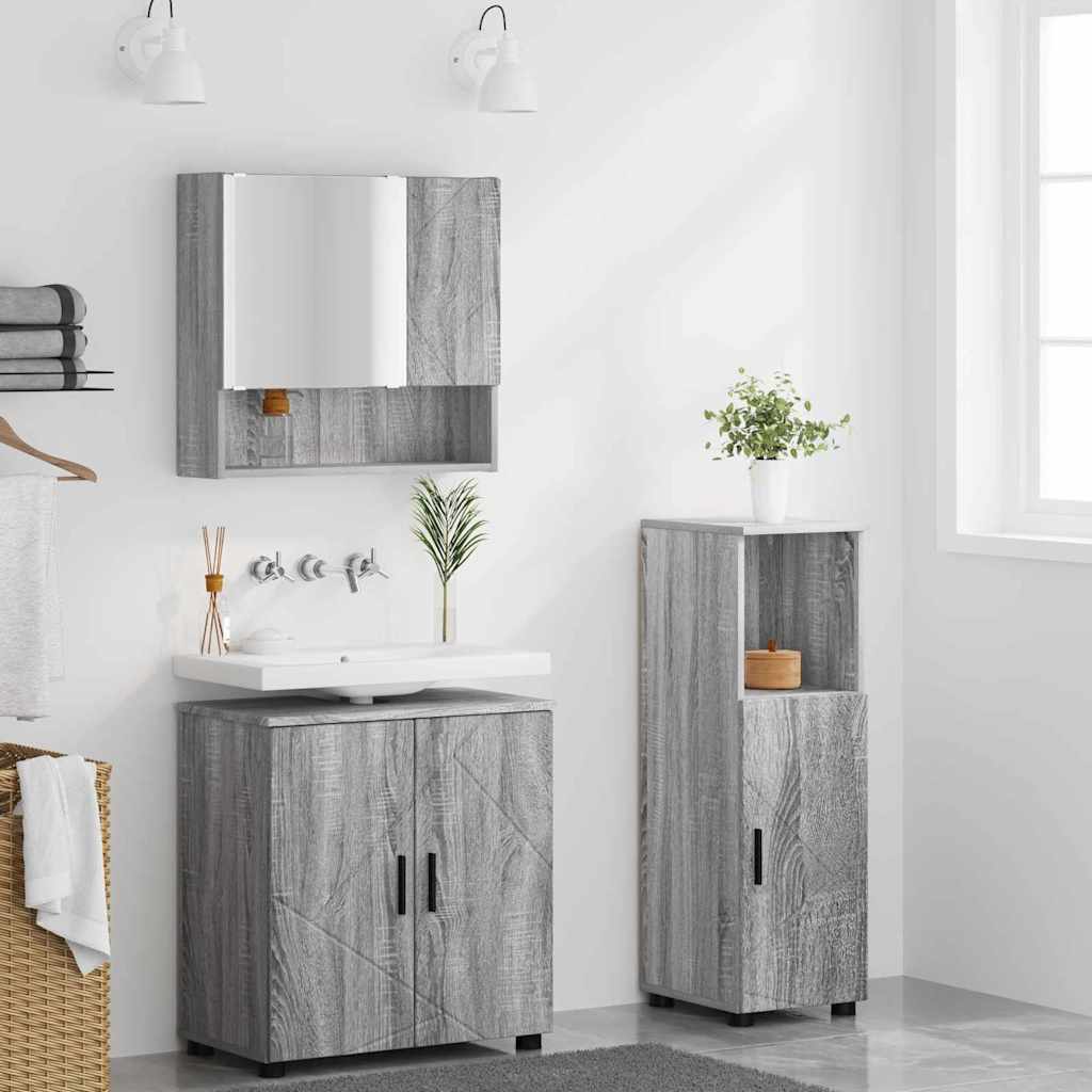 Baderomsmøbelsett 3 pcs Sonoma Grå 61 x 35 x 64 cm