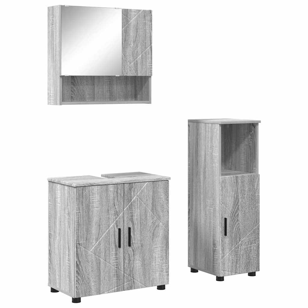 Baderomsmøbelsett 3 pcs Sonoma Grå 61 x 35 x 64 cm