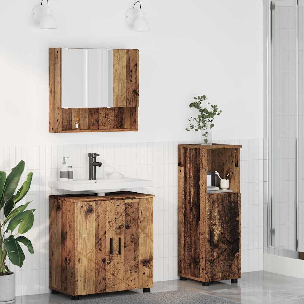 Baderomsmøbelsett 3 pcs Gammelt Tre 61 x 35 x 64 cm