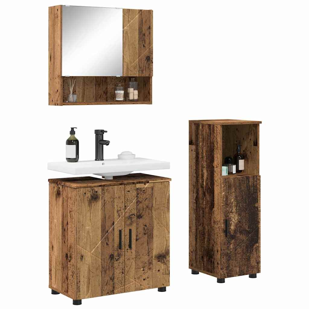 Baderomsmøbelsett 3 pcs Gammelt Tre 61 x 35 x 64 cm
