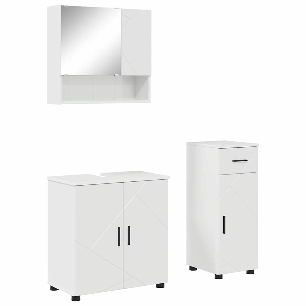 Baderomsmøbelsett 3 pcs Høyglans Hvit 61 x 35 x 64 cm
