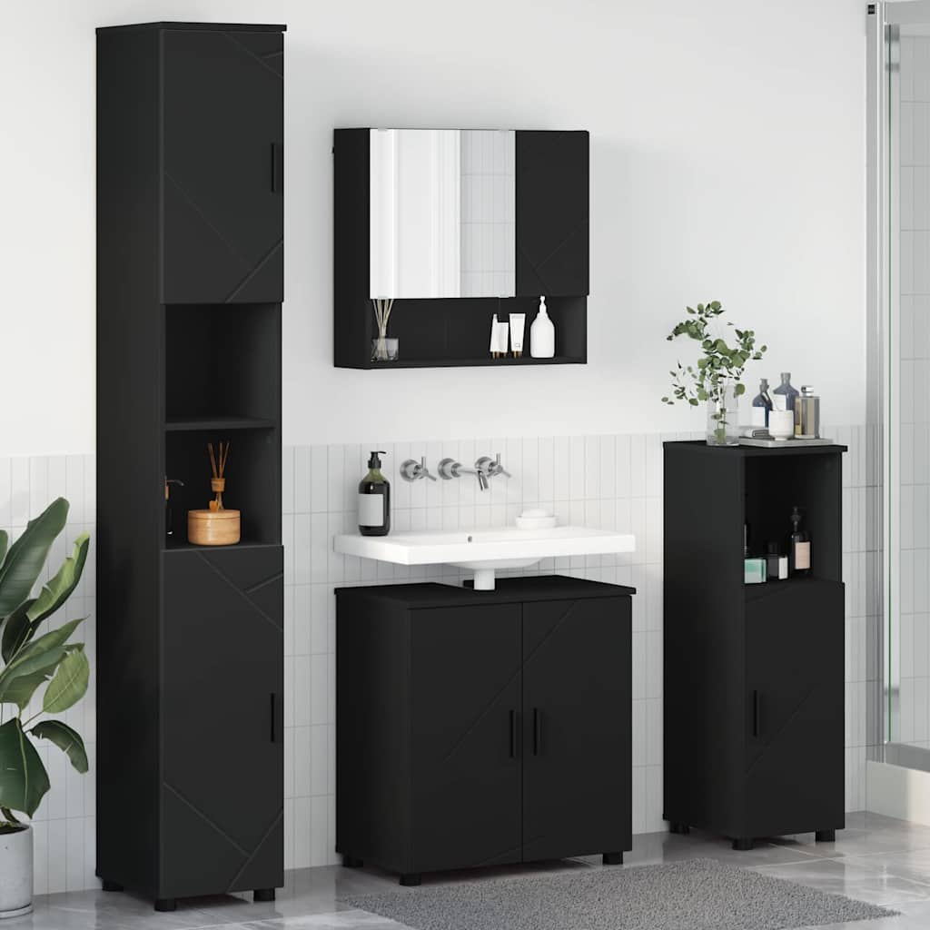Baderomsmøbelsett Veggmontert 4 pcs Svart 61 x 35 x 64 cm