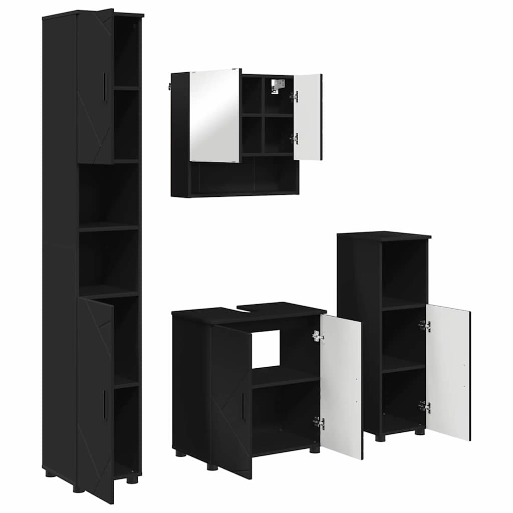Baderomsmøbelsett Veggmontert 4 pcs Svart 61 x 35 x 64 cm