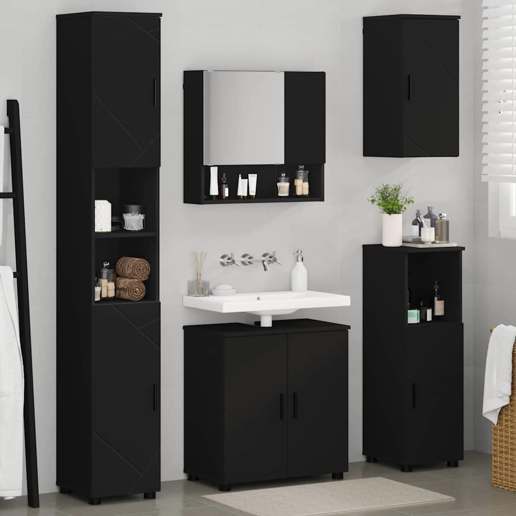 Baderomsmøbelsett Veggmontert 5 pcs Svart 61 x 35 x 64 cm